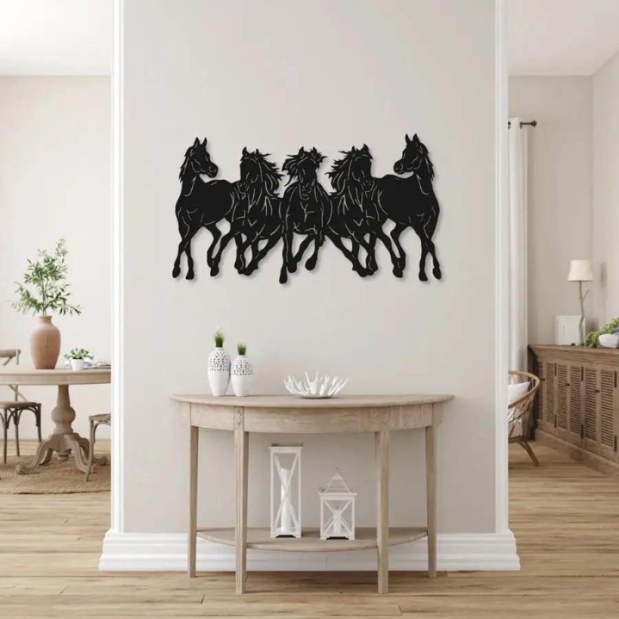 5 Horses Metal Sign Wall Art